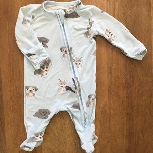 Angel Dear 2-way light blue zipper footie with puppy dogs